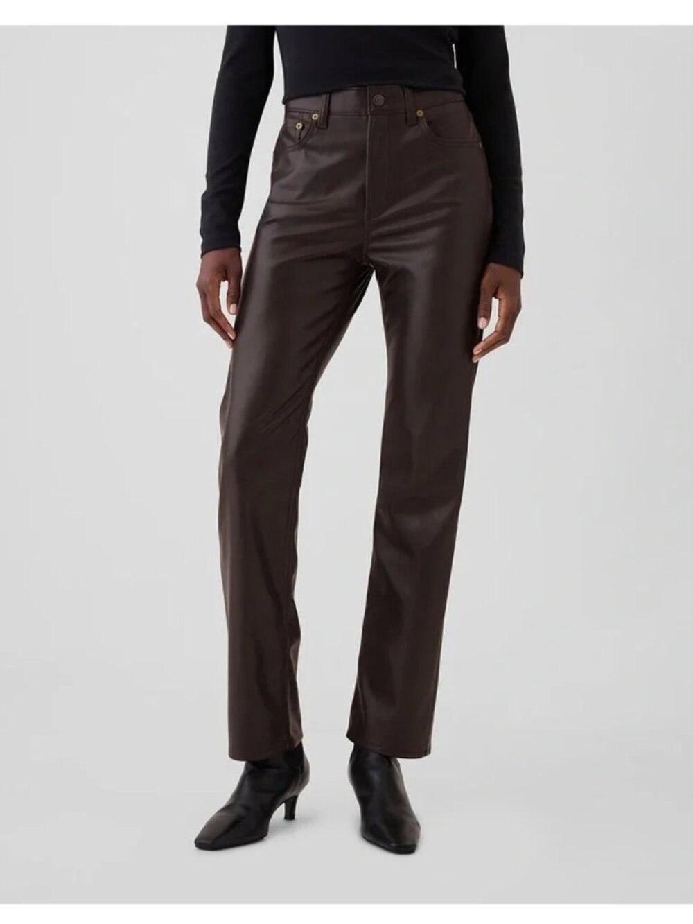 Gap High Rise Recycled Vegan Leather '90s Straight Pants Sz 29/8